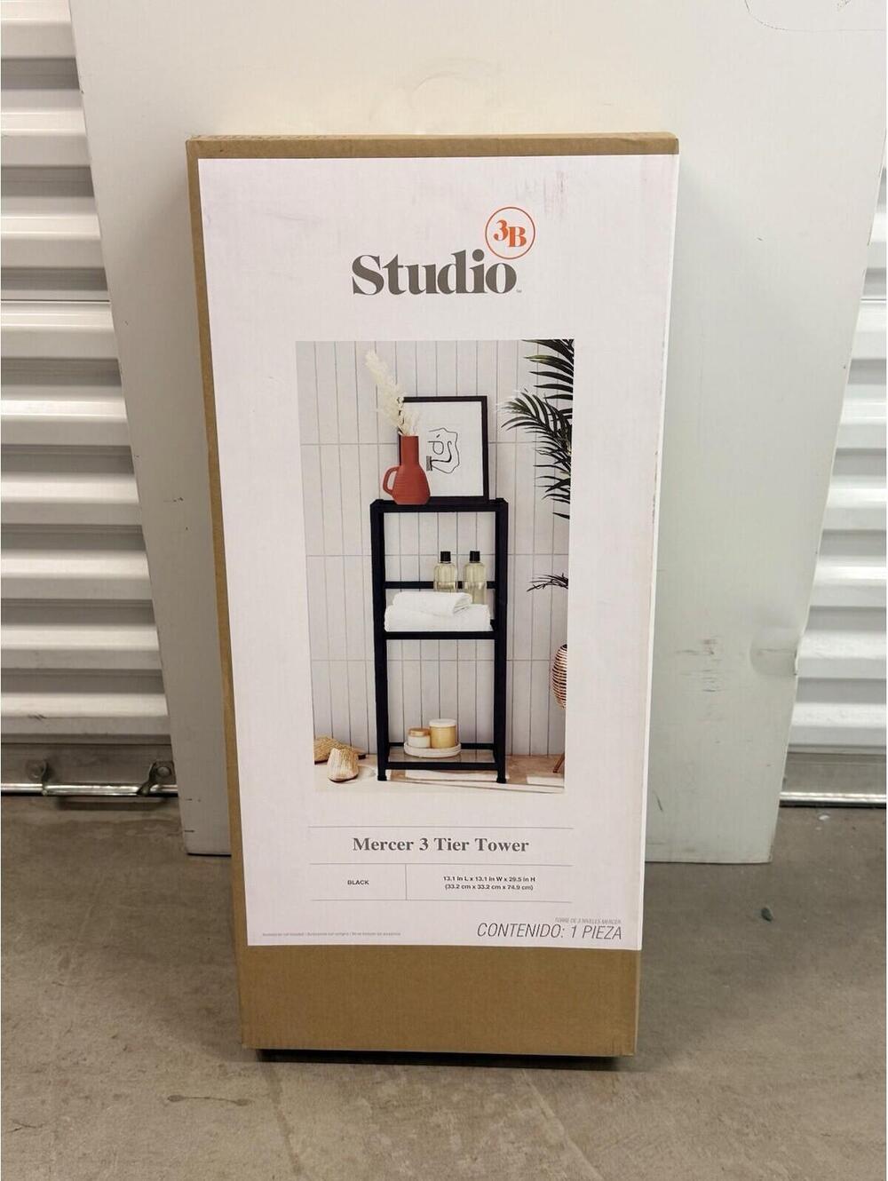 Studio 3B Mercer 3-Tier Bath Tower in Black Brand New